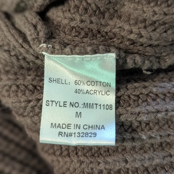 ❤️‍🔥BOGO FREE Miou Muse Chunky Knit Brown Sweater Gathered Sleeves Cropped Norm - Picture 3 of 4